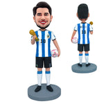 Estrellas de la Copa del Mundo Argentina Messi Cabezudo personalizado con texto grabado