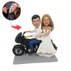 Cabezudo de pareja de boda de moto personalizada