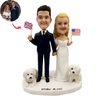 Cabezón de boda personalizado con dos perros blancos