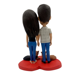 Cabezudo de pareja personalizado con perro