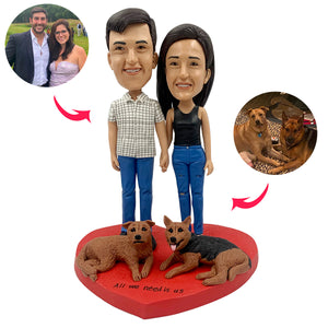 Cabezudo de pareja personalizado con perro