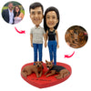 Cabezudo de pareja personalizado con perro