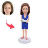 Cabezudos de profesora personalizados con vestido azul
