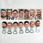 Abridor de botellas divertido personalizado con cara masculina