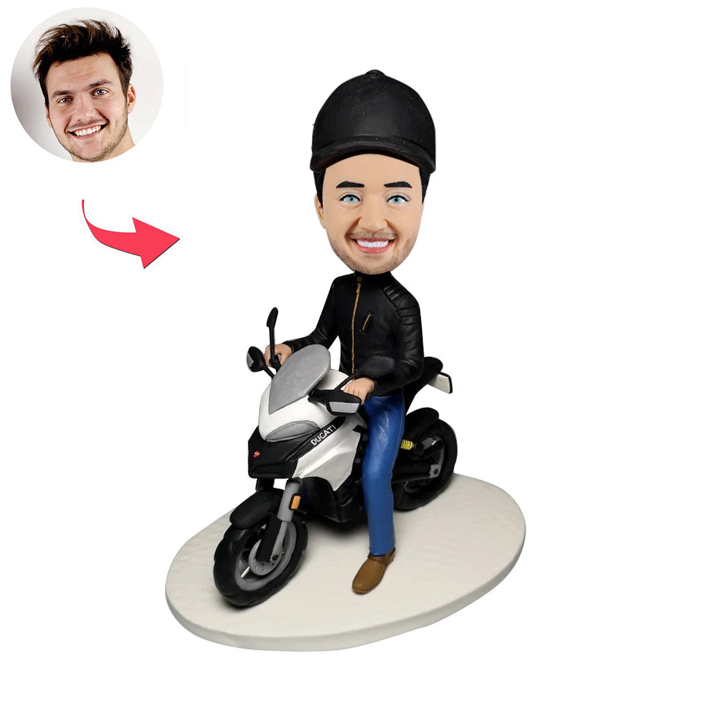 Regalo Cabezudo personalizado con motocicleta para el Día del Padre