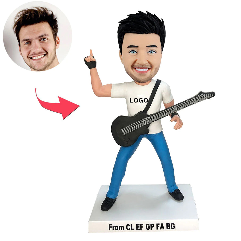 Cabezudo personalizado con guitarra eléctrica