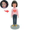 Cabezudo de mamá personalizado en suéter rosa
