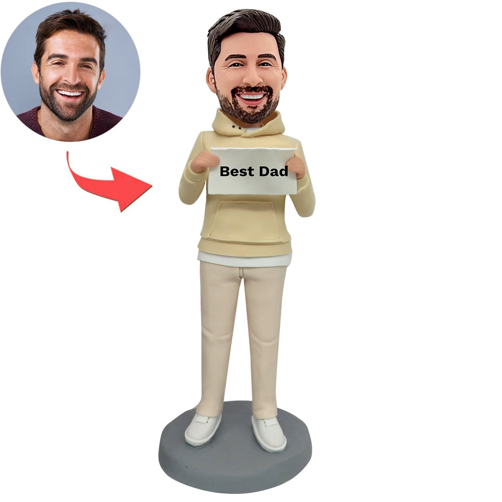 Cabezudo personalizado del mejor papá con capucha