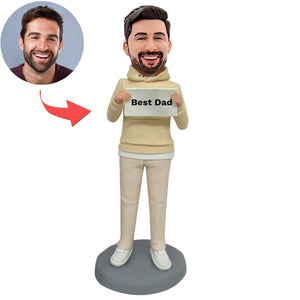 Cabezudo personalizado del mejor papá con capucha