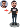 Cabezudo personalizado de Super papá con camiseta negra informal