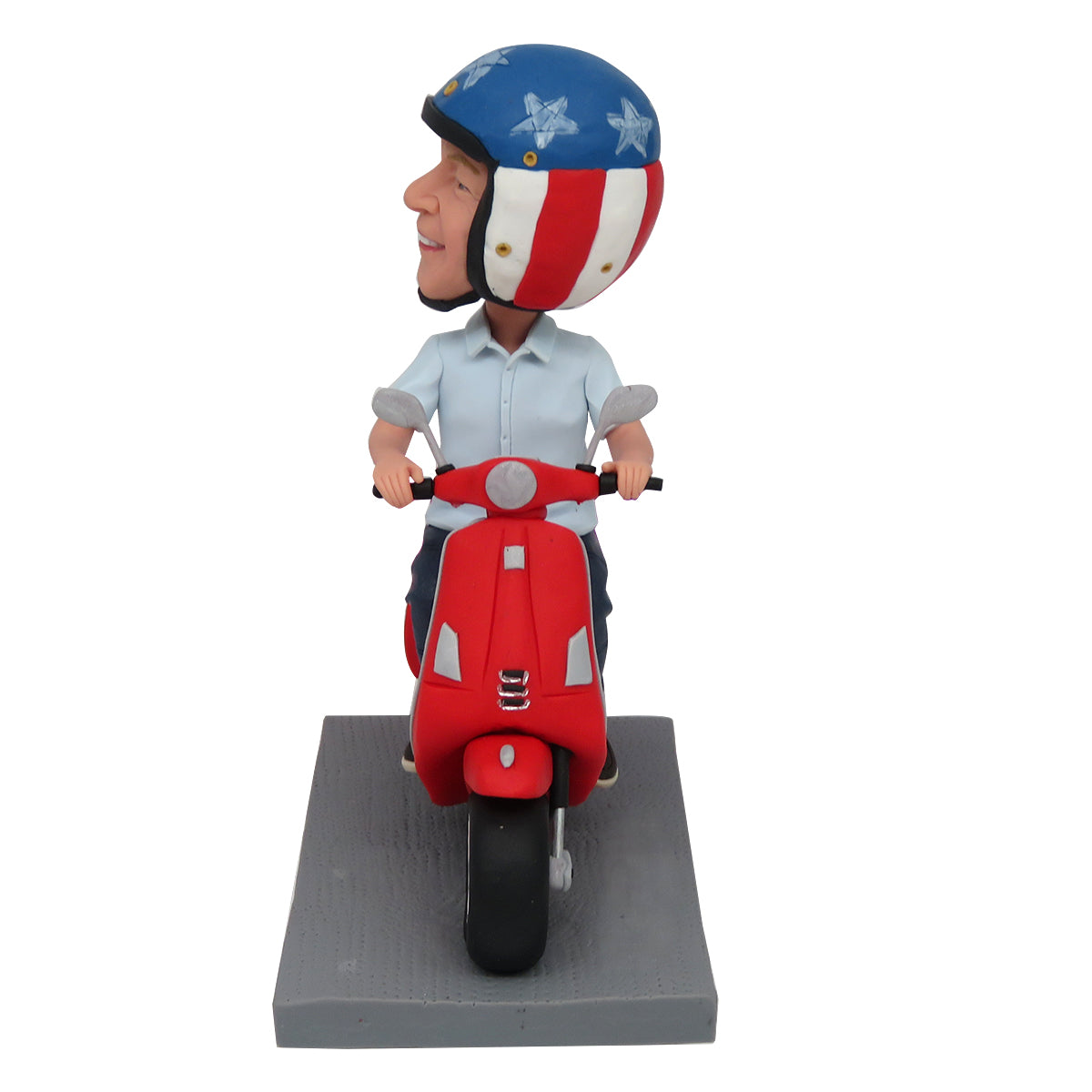 Cabezudo personalizado para regalo del Día del Padre en motocicleta