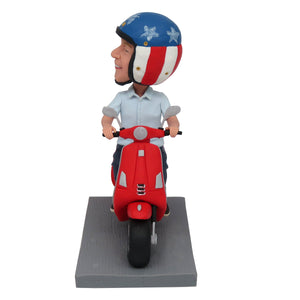 Cabezudo personalizado para regalo del Día del Padre en motocicleta