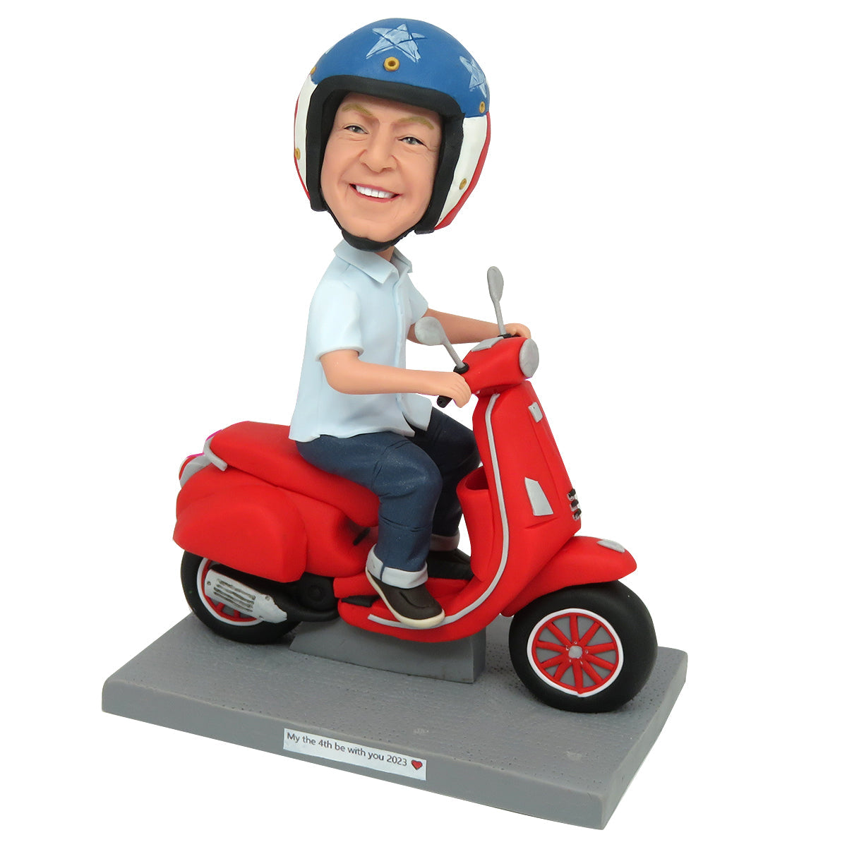 Cabezudo personalizado para regalo del Día del Padre en motocicleta