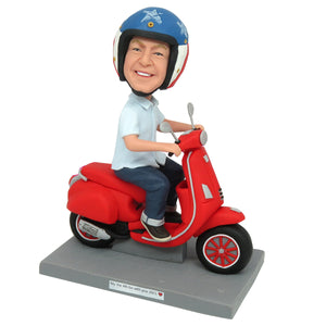 Cabezudo personalizado para regalo del Día del Padre en motocicleta