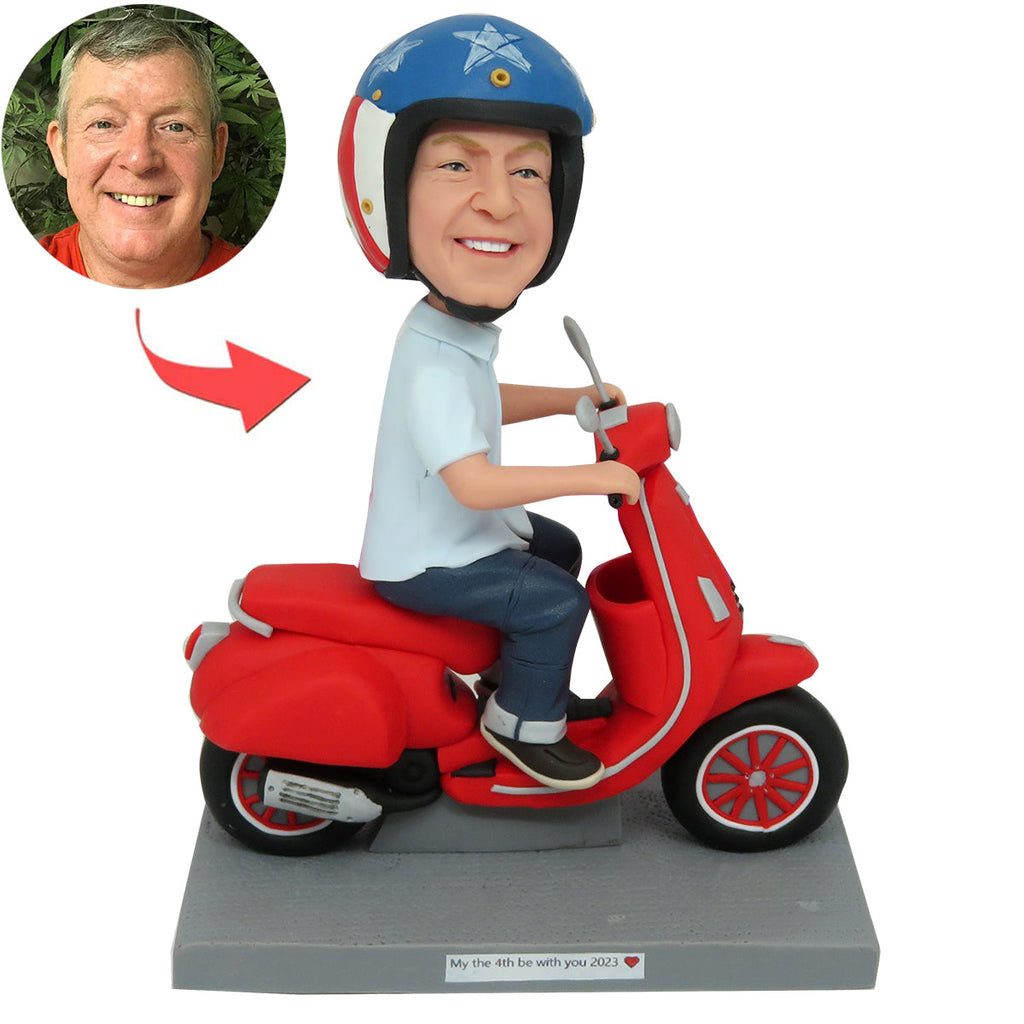 Cabezudo personalizado para regalo del Día del Padre en motocicleta