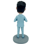 Cabezudo personalizado de Super Papá con traje azul