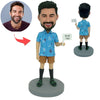 Cabezudo personalizado de Super papá en camisa floral navideña