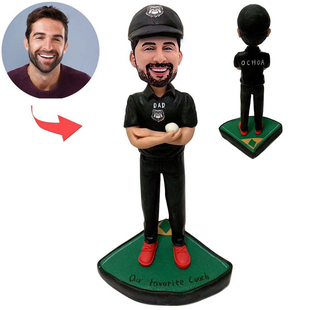 Cabezudo de papá personalizado jugar béisbol