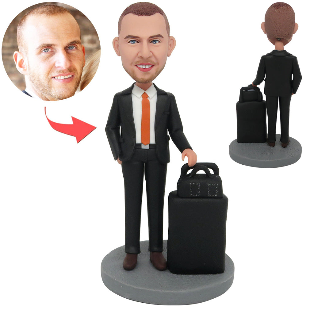 Cabezudo personalizado para jefe de viaje de negocios