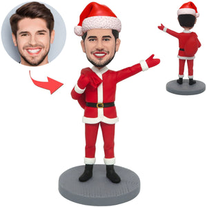 Cabezudo personalizado de Papá Noel llevando regalos