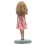 Muñecos de niña personalizados con vestido a cuadros rosa