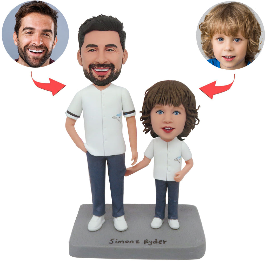 Cabezudo personalizado con padre e hijo