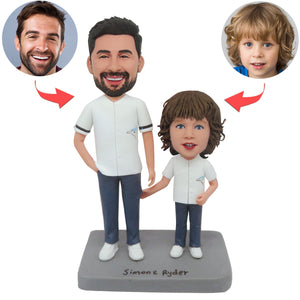Cabezudo personalizado con padre e hijo