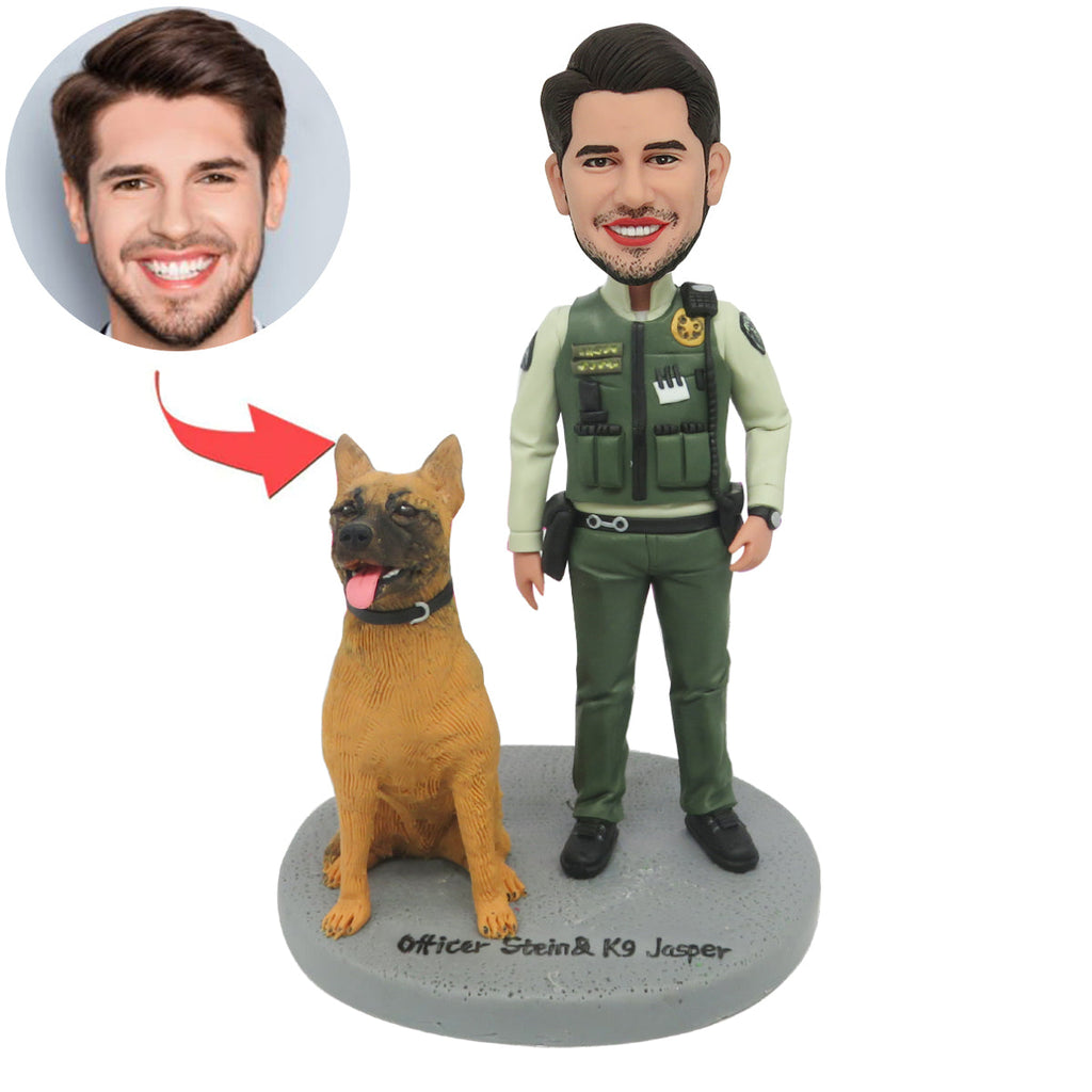 Cabezudo de policía personalizado con perro