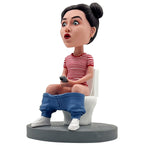 Cabezudos personalizados Mujeres humorísticas sentadas en el inodoro