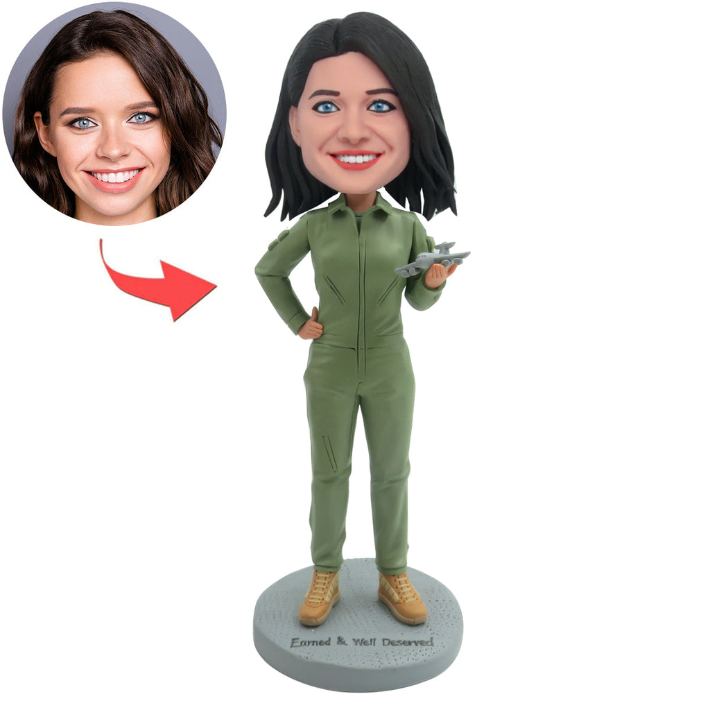 Muñeca Cabezudo piloto femenina personalizada