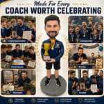 Cabezudo masculino personalizado con trofeo de campeonato