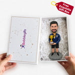 Cabezudo masculino personalizado con trofeo de campeonato