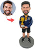 Cabezudo masculino personalizado con trofeo de campeonato