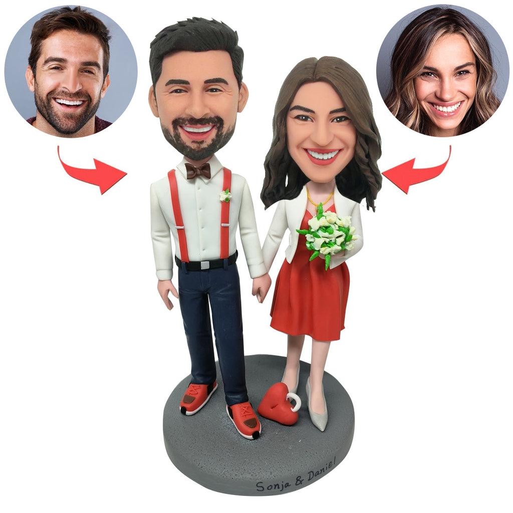Cabezudo de pareja personalizado con flores