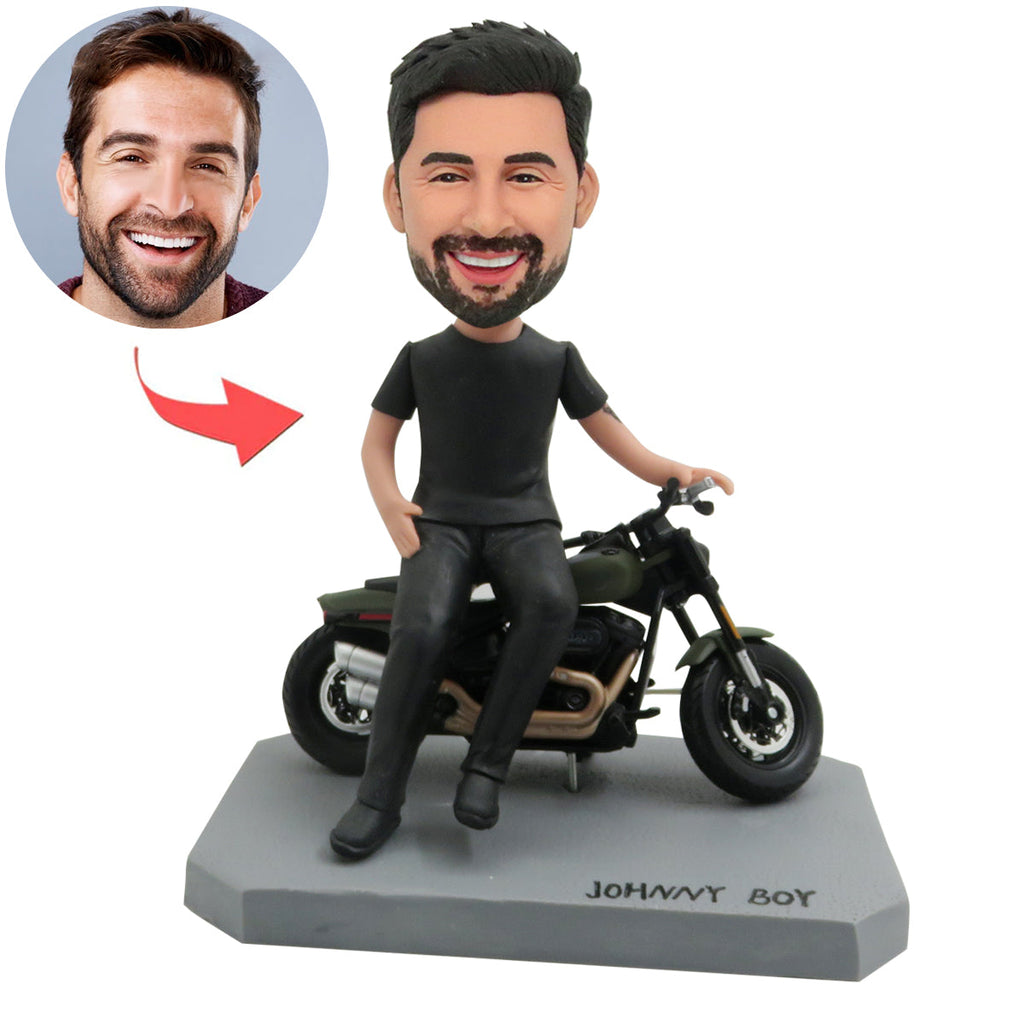 Cabezudos de niño personalizados con motocicleta
