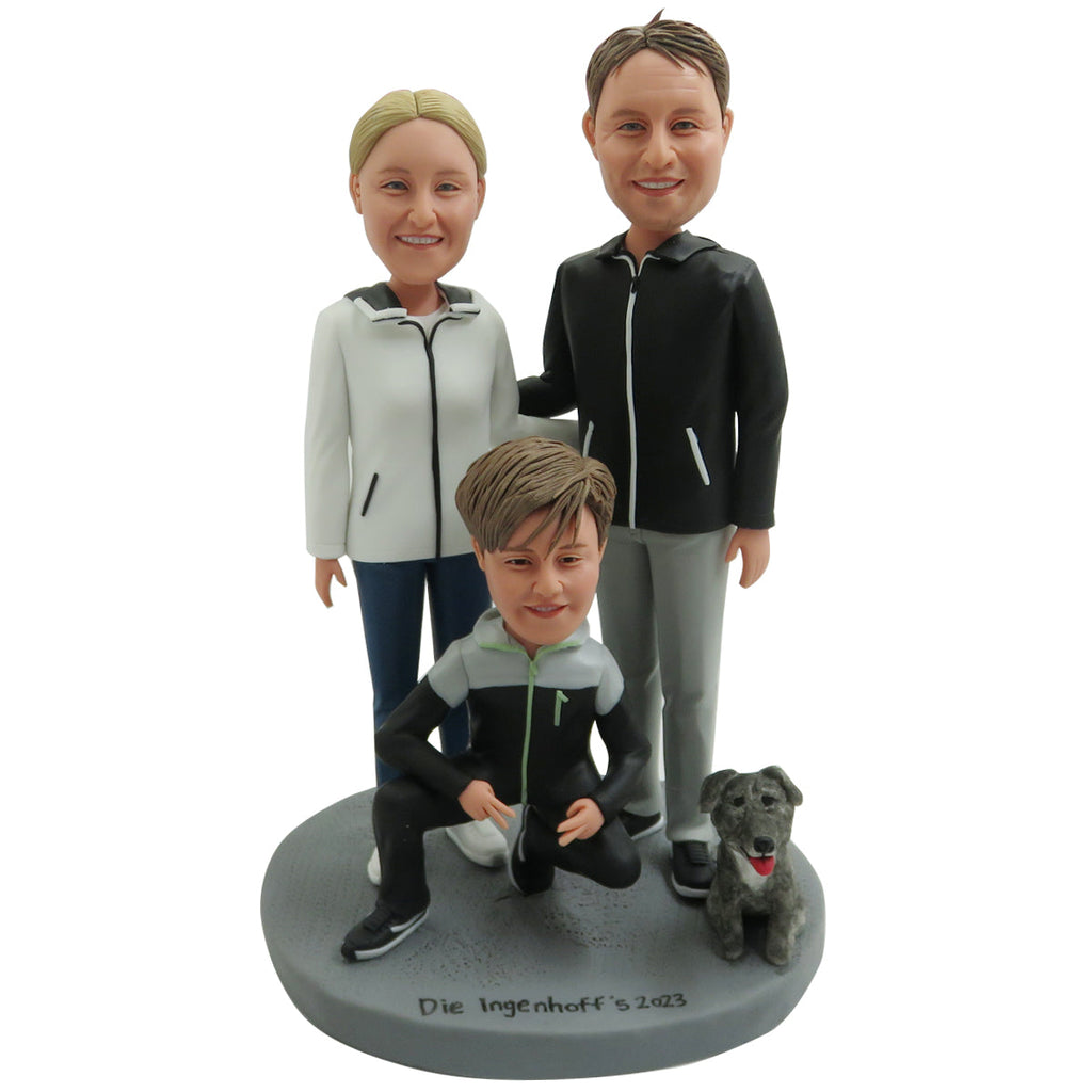Bobblehead personalizado Love Sports Familia con perro