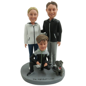 Bobblehead personalizado Love Sports Familia con perro