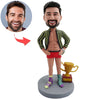 Cabezudo de padre personalizado con trofeo de campeonato