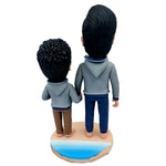 Cabezudo personalizado de padre e hijo