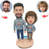 Cabezudo personalizado de padre e hijo
