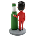 Cabezudo personalizado de Happy Father con botella de cerveza