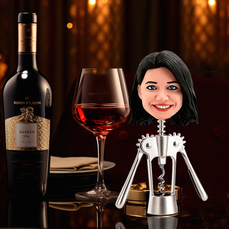 Cara divertida femenina del abridor de vino Bobblehead personalizado