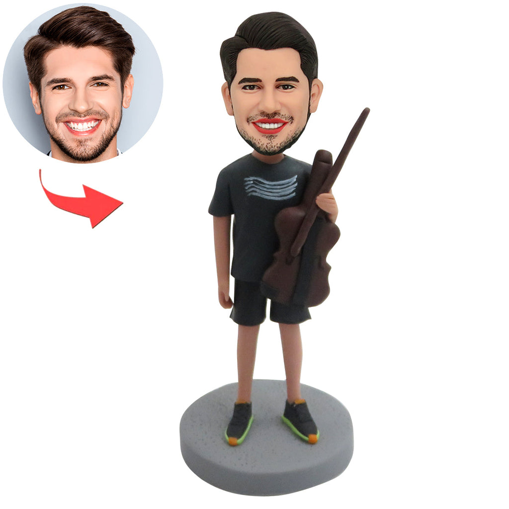 Cabezudo personalizado para amantes de la música con violín