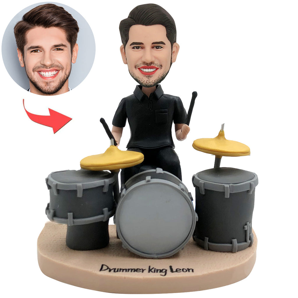 Cabezudo personalizado tocando la batería