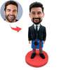 Cabezudo personalizado con diseño de falda escocesa y tartán