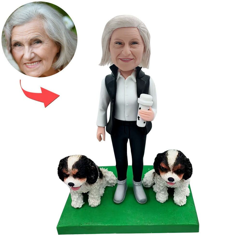 Cabezudo de mamá personalizado con dos perros