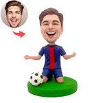 Cabezón personalizado de jugador de fútbol feliz