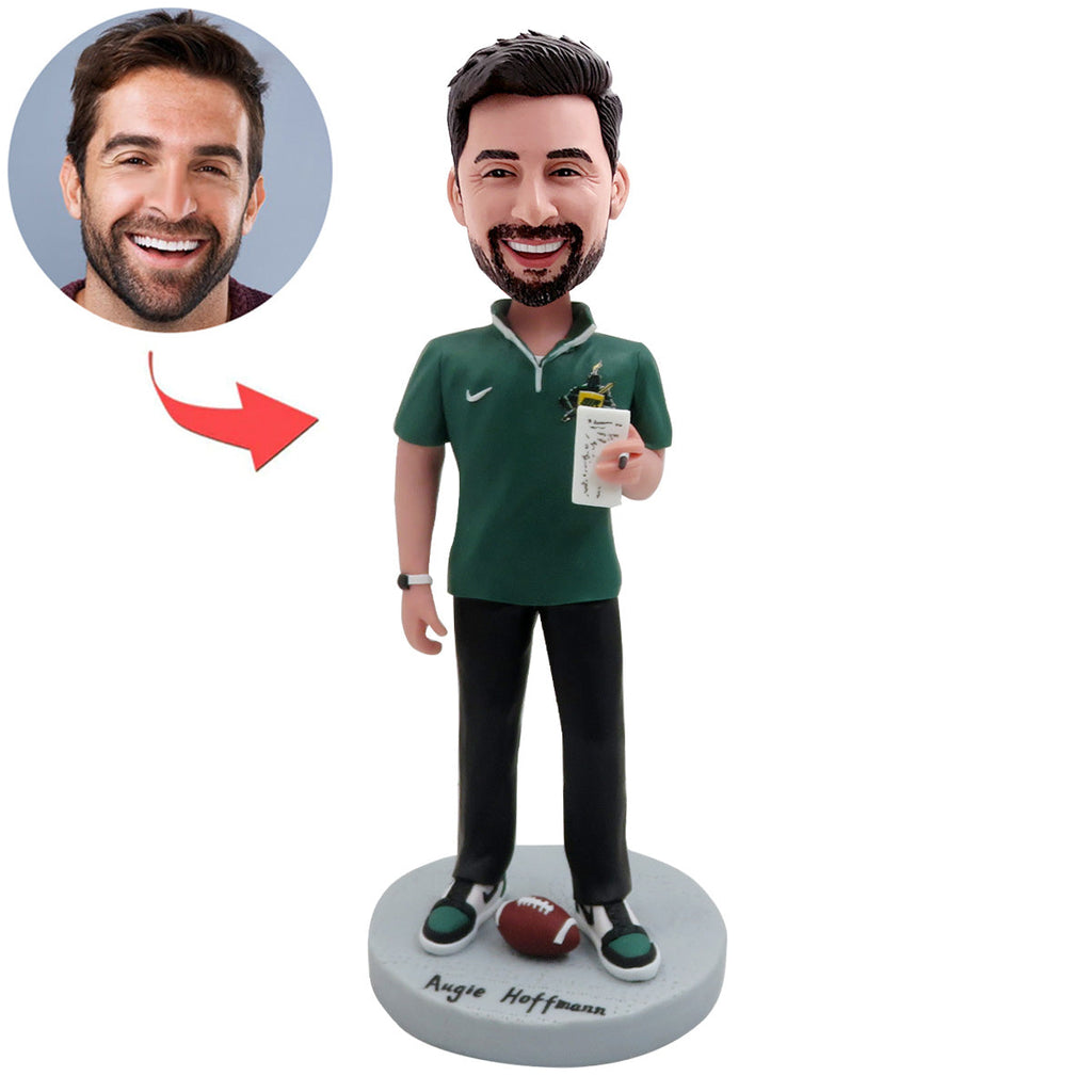 Figura cabezona personalizada para entrenador de fútbol