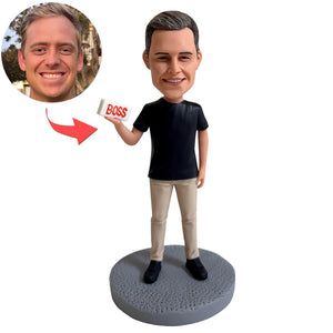 Cabezón masculino personalizado con letrero de BOSS