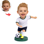 Figura cabezona personalizada de jugador de fútbol infantil a partir de una foto.